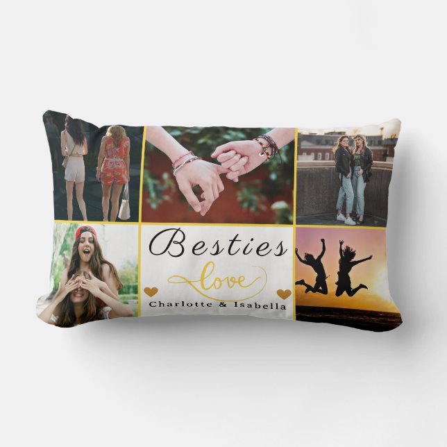 Besties Forever ❤️ Custom 5-Photo Collage Pillow (Front)