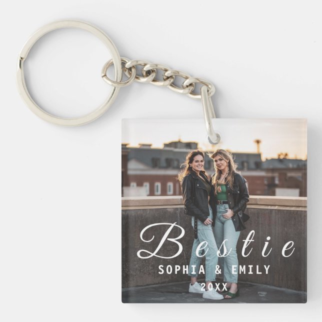 Besties Forever – Custom Photo Collage Keychain (Front)