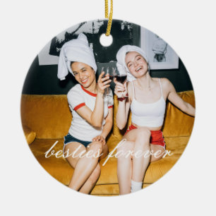 Besties Forever Friendship Photo Christmas Ceramic Tree Decoration