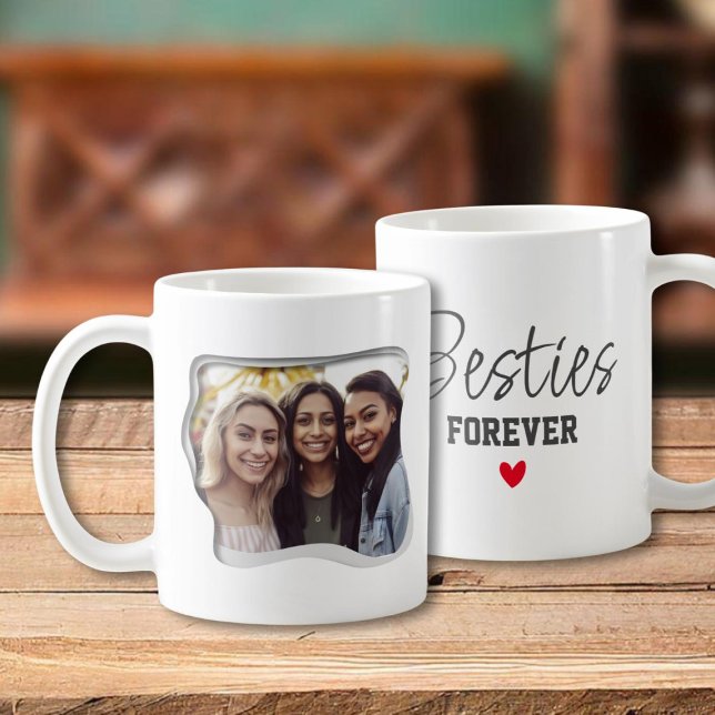 Besties Forever Modern Best Friends Photo Coffee Mug (Creator Uploaded)