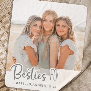 Besties Forever Modern Custom Photo Best Friends Sherpa Blanket