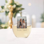 Besties Forever One Photo Stemless Wine Glass<br><div class="desc">Elegant stylish modern bold Besties Forever glassware.</div>