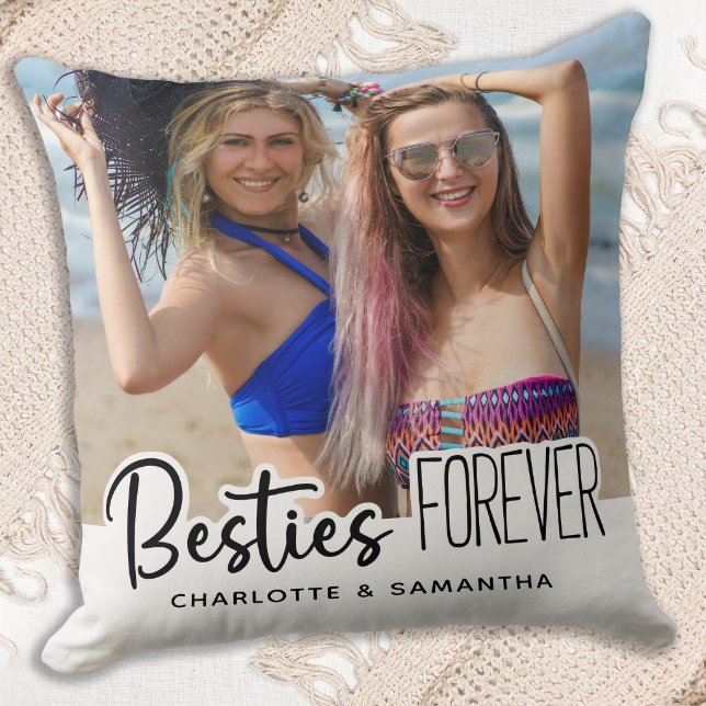 Besties Forever Personalised 2 Photo Best Friends Cushion