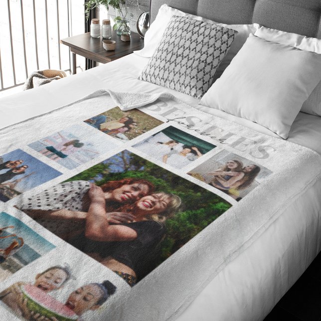 Besties Forever Photo Collage Fleece Blanket (Creator Uploaded)