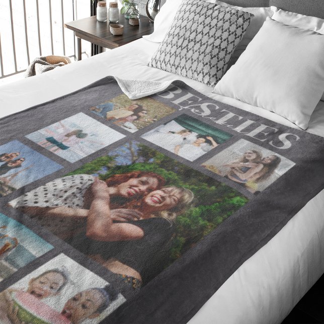 Besties Forever Photo Collage Fleece Blanket (Creator Uploaded)