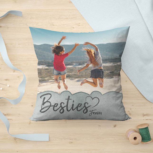 Besties Forever Photo Throw Pillow (Creator Uploaded)