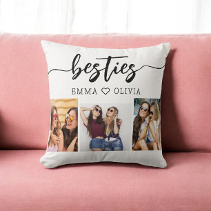 Besties Friends 3 Photo Friendship Collage Cushion
