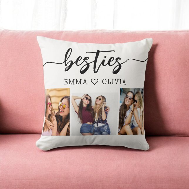 Besties Friends 3 Photo Friendship Collage  Cushion (Creator Uploaded)