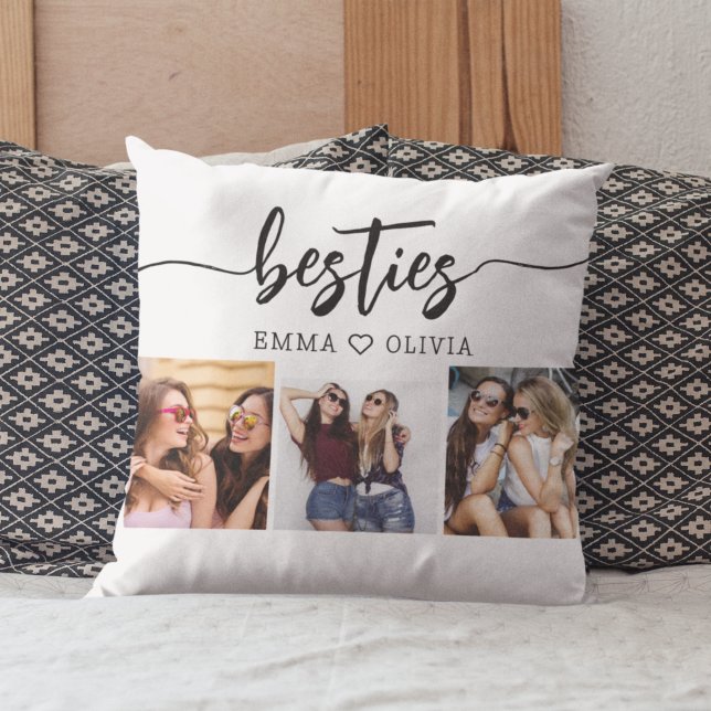 Besties Friends 3 Photo Friendship Collage  Cushion (Creator Uploaded)