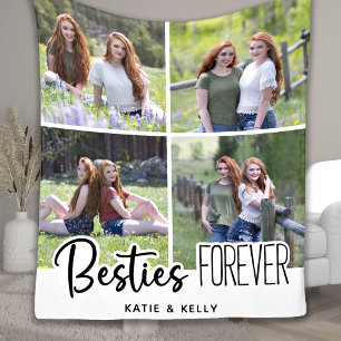 Besties Friends Forever Photo Collage Fleece Blanket