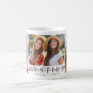 BESTIES Friends Forever Script 3 Photo Personalise Coffee Mug