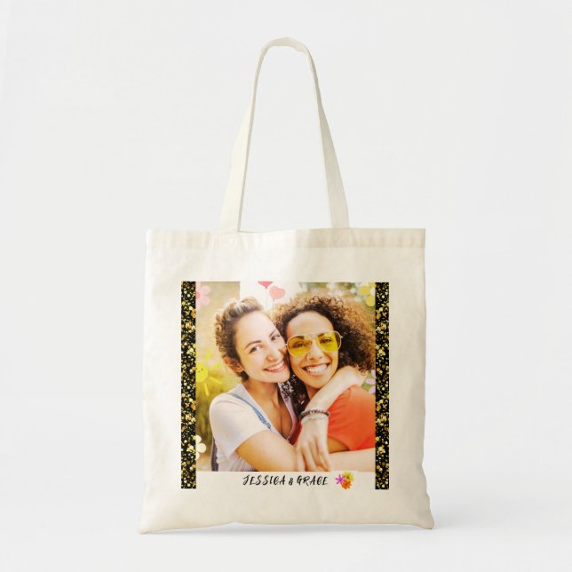 Besties Friends Photo Girls Girlfriends Childhood Tote Bag (Front)