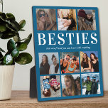 Besties Gift | Best Friends Forever Plaque<br><div class="desc">Personalised friendship photo plaque featuring a modern blue background that can be changed to any colour,  9 pictures of you and your bestie,  and a cute best friend quote.</div>