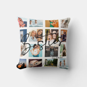 Besties Gift BFF Photo Collage Custom Personalized Cushion