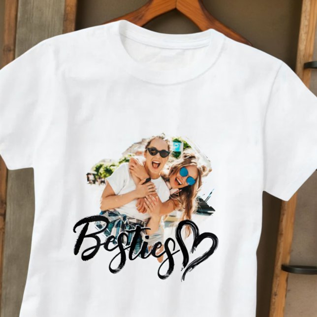 Besties Grunge Simple Modern Heart Cool Photo T-Shirt (Creator Uploaded)