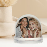 Besties Heart Two Photo Keepsake Snowglobe<br><div class="desc">Show your bestie some love with this sweet snow globe featuring your photo together with "Besties" in elegant white script and a heart accent. The back displays a second photo for a charming two-sided memento of your friendship. A thoughtful birthday surprise, galentines gift, or everyday reminder of your bond. All...</div>