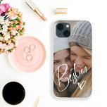 Besties in Trendy Script | Photo with Heart iPhone 13 Case<br><div class="desc">This stylish phone case features the word "Besties" in trendy,  elegant script,  with one of your favourite photos of you and your best friend,  and a handwritten scribbled heart. Also makes the perfect gift keepsake for your BFF.</div>