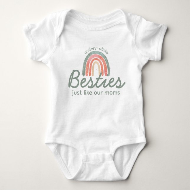 Besties Just Like Our Moms Custom Boho Matching Baby Bodysuit (Front)