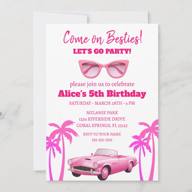 Besties Malibu doll beach birthday Invitation (Front)