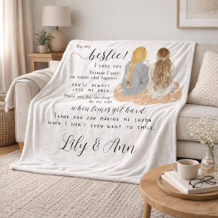 Besties Modern and Trendy Best Friends bff Fleece Blanket