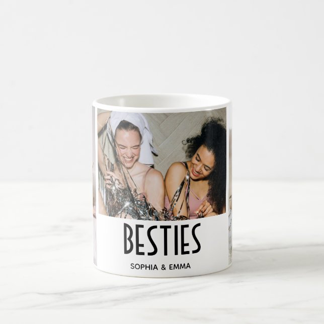 Besties Modern Keepsake Photo Collage Coffee Mug (Center)