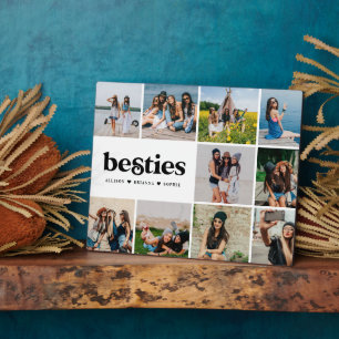 Besties   Modern Square 10 Photos Collage Custom P Plaque