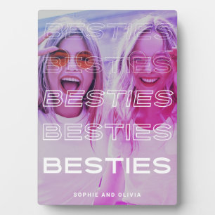 Besties   Modern Text and Colourful Photo Effect Plaque