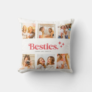 Besties Name Photo Collage Best Friends  Cushion