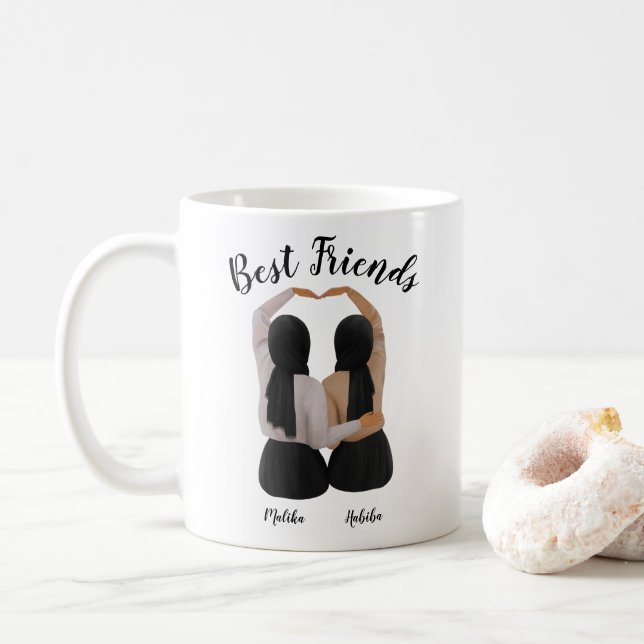 Besties Personalised Hijabi Gift Coffee Mug (With Donut)