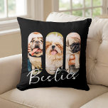 Besties Pet Simple Modern Playful Three Photo Cushion<br><div class="desc">This simple and modern design is composed of modern simple playful script typography. Add custom pet photos of your pet cat,  dog,  or birds.</div>