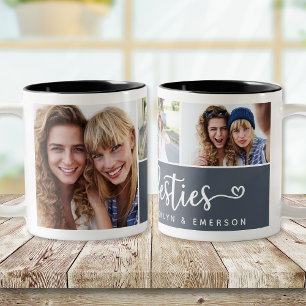 Besties Photo Collage Best Friends Two-Tone Coffee Mug