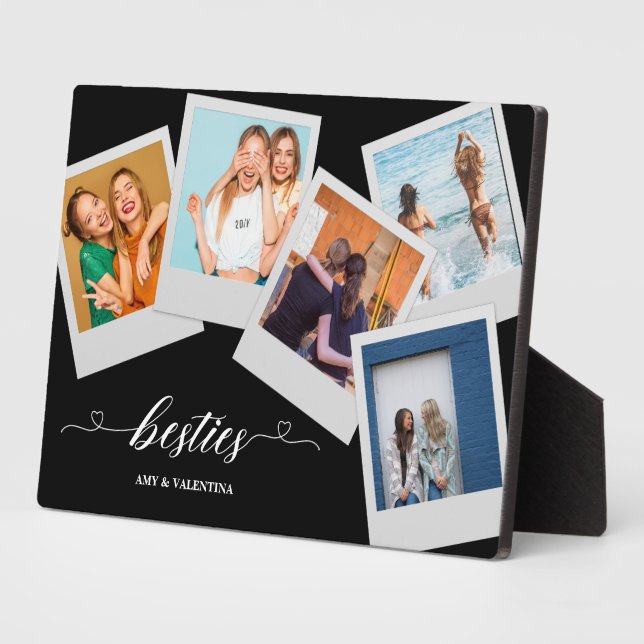 Besties Photo Collage BFF Cute 4 Photo Gift Plaque (Side)