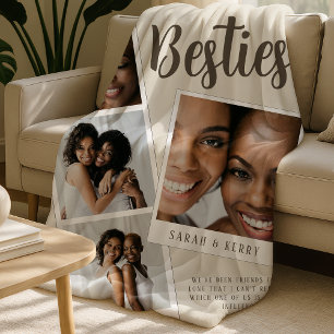 Besties Photo Collage Cream Fleece Blanket
