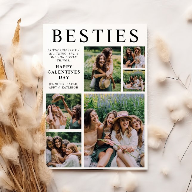 Besties Photo Collage Galentines Day Holiday Card (Creator Uploaded)
