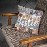 BESTIES, Photo Collage & Names | BFF Cushion<br><div class="desc">Besties are priceless - If your lucky enough to have one, let them know how much they mean to you with this trendy 'Best Friends' pillow. Featuring 12 square photographs of your choice, which are easily downloaded from your phone or computer, the text 'bestie' in big modern lettering on a...</div>