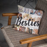 BESTIES, Photo Collage & Names | BFF Cushion<br><div class="desc">Besties are priceless - If your lucky enough to have one, let them know how much they mean to you with this trendy 'Best Friends' pillow. Featuring 12 square photographs of your choice, which are easily downloaded from your phone or computer, the text 'bestie' in big modern lettering on a...</div>