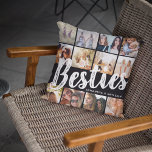 BESTIES, Photo Collage & Names | BFF Cushion<br><div class="desc">Besties are priceless - If your lucky enough to have one, let them know how much they mean to you with this trendy 'Best Friends' pillow. Featuring 12 square photographs of your choice, which are easily downloaded from your phone or computer, the text 'bestie' in big modern lettering on a...</div>