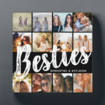 BESTIES, Photo Collage & Names | BFF Plaque<br><div class="desc">Besties are priceless - If your lucky enough to have one, let them know how much they mean to you with this trendy 'Best Friends' photo collage plaque. Featuring 12 square photographs of your choice, which are easily downloaded from your phone or computer, the text 'bestie' in big modern lettering...</div>