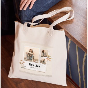 BESTIES, Photo Collage & Names BFF Tote Bag