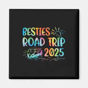 Besties Road Trip 2025 Tie Dye Vacation Adventure Magnet