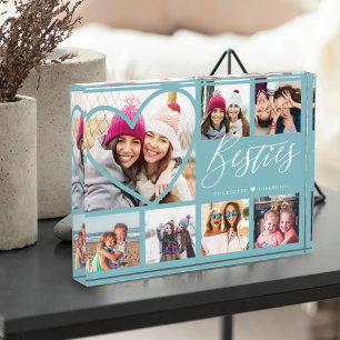 Besties Script 7 Photo Best Friends Collage Heart Block