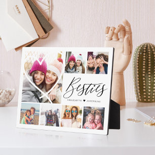Besties Script 7 Photo Best Friends Collage Heart  Plaque