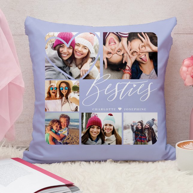 Besties Script BFFs Heart 6 Photo Grid Cushion (Creator Uploaded)