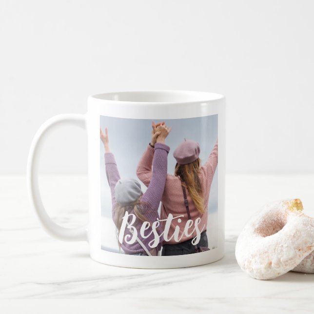 Besties Script Friends Keepsake Photo Coffee Mug (With Donut)