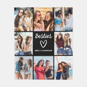 Besties Script Gift For Friends Photo Collage Fleece Blanket