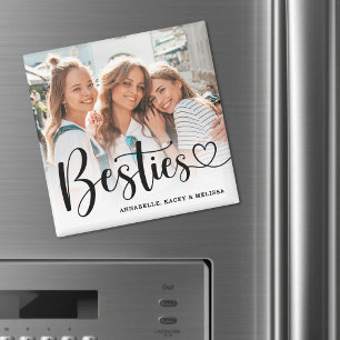 Besties Script Heart Best Friend Photo Magnet