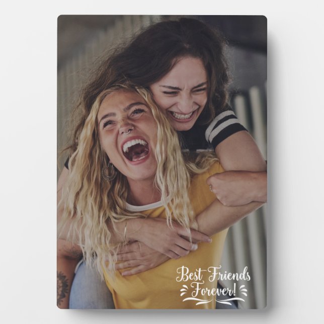 Besties Script Overlay Friendship Photo Plaque (Front)