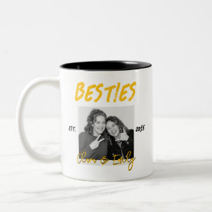 Besties Since Custom Photo Two-Tone Coffee Mug
