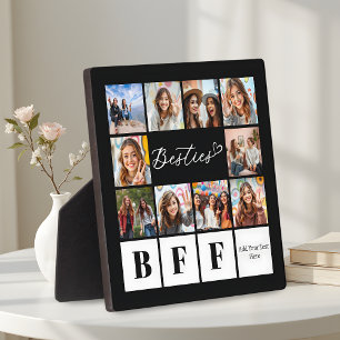 Besties Ten Photo Collage Modern Script BBF Plaque