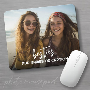 Besties with Photo and Custom Text - Script Mouse Pad